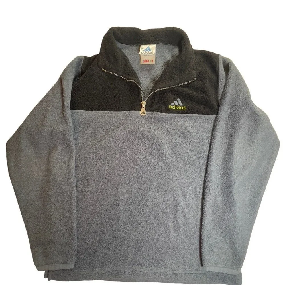 Adidas Gray Black‎ Youth Fleece 1/4 Zip Size Large 14/16 Long Sleeve